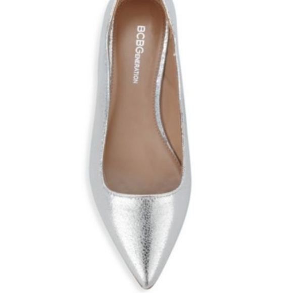 New BCBGeneration Nikita Metallic Silver Flats - Picture 2 of 5